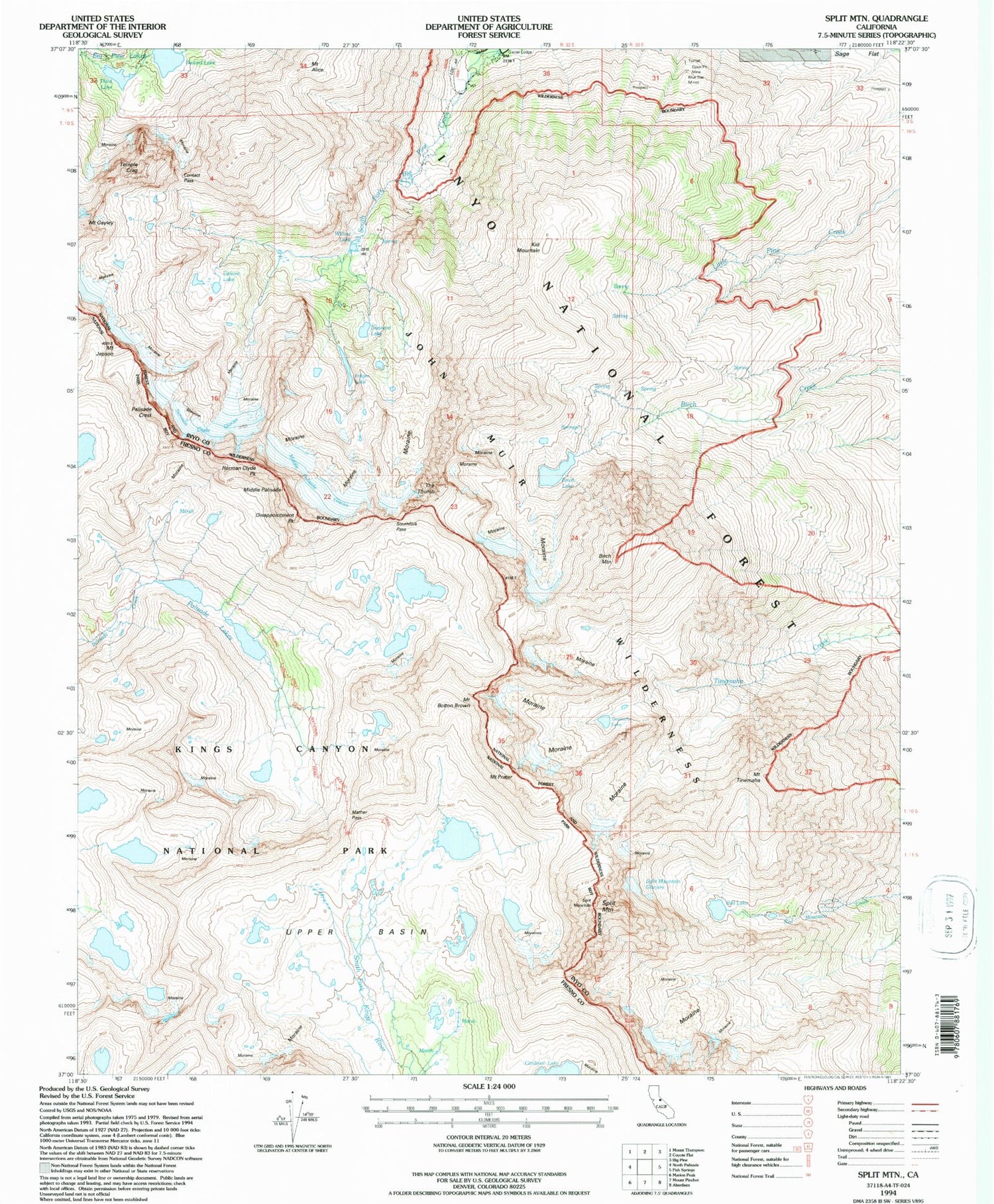 USGS Classic Split Mountain California 7.5'x7.5' Topo Map Image