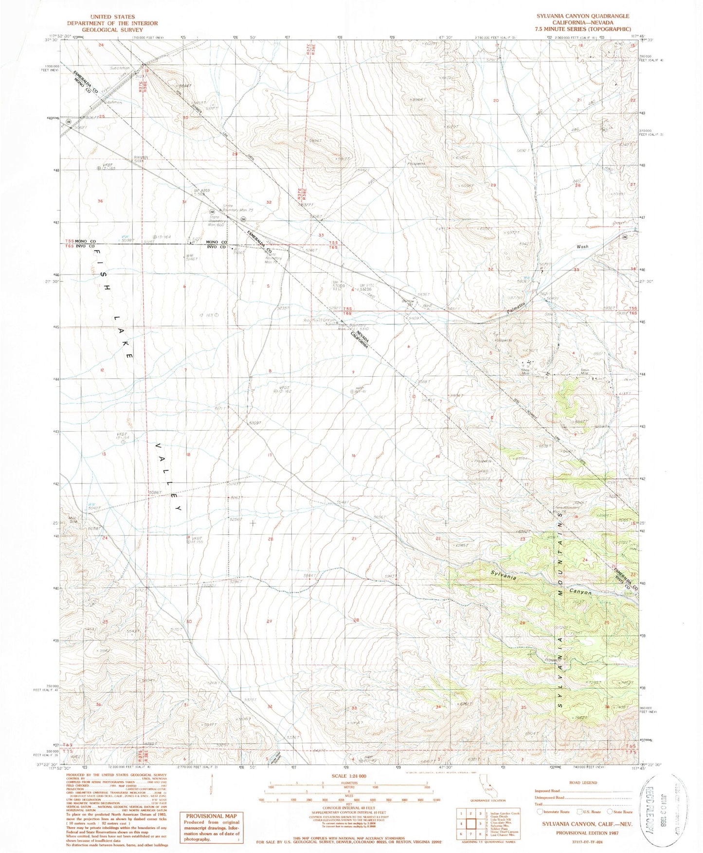 Classic USGS Sylvania Canyon California 7.5'x7.5' Topo Map Image