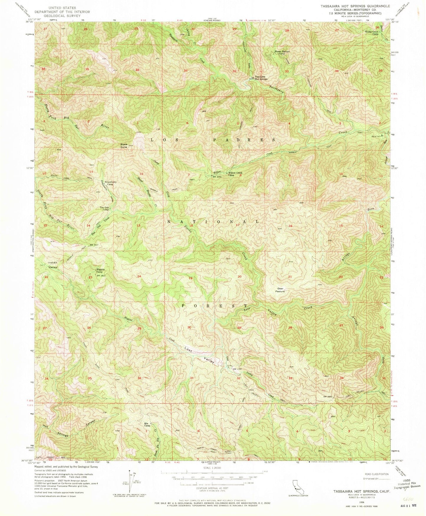 Classic USGS Zigzag Creek California 7.5'x7.5' Topo Map Image