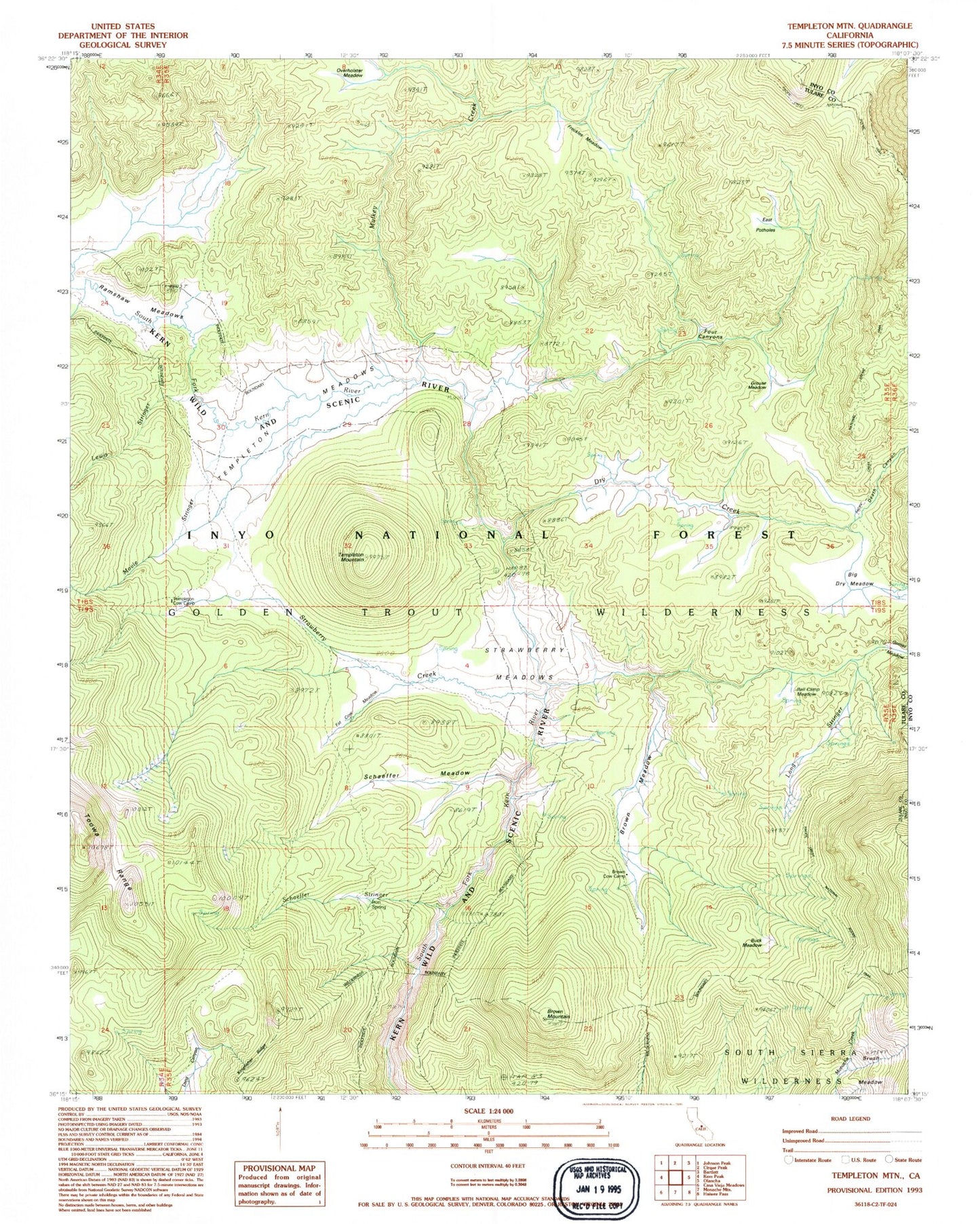 Classic USGS Templeton Mountain California 7.5'x7.5' Topo Map Image