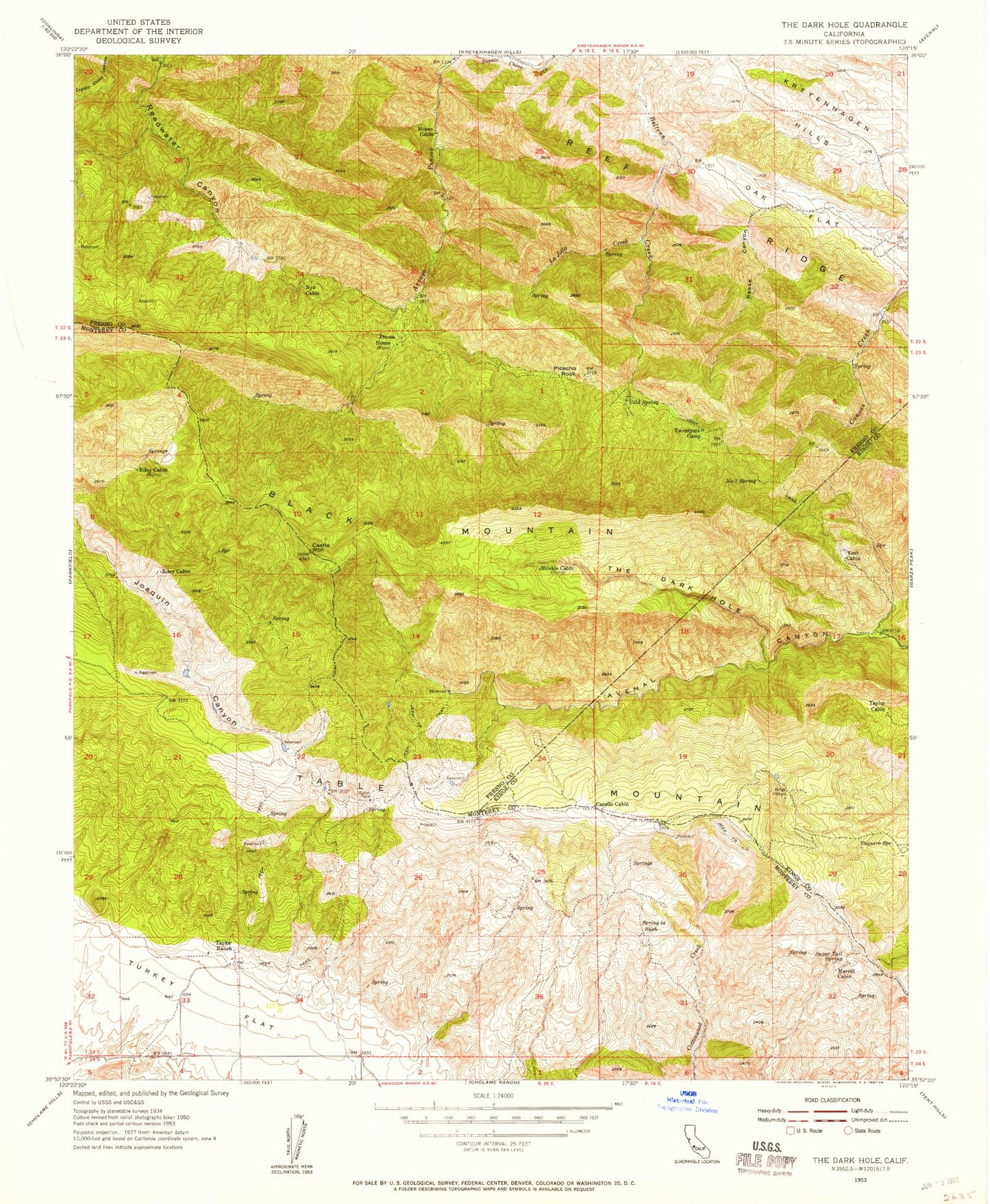 Classic USGS The Dark Hole California 7.5'x7.5' Topo Map Image