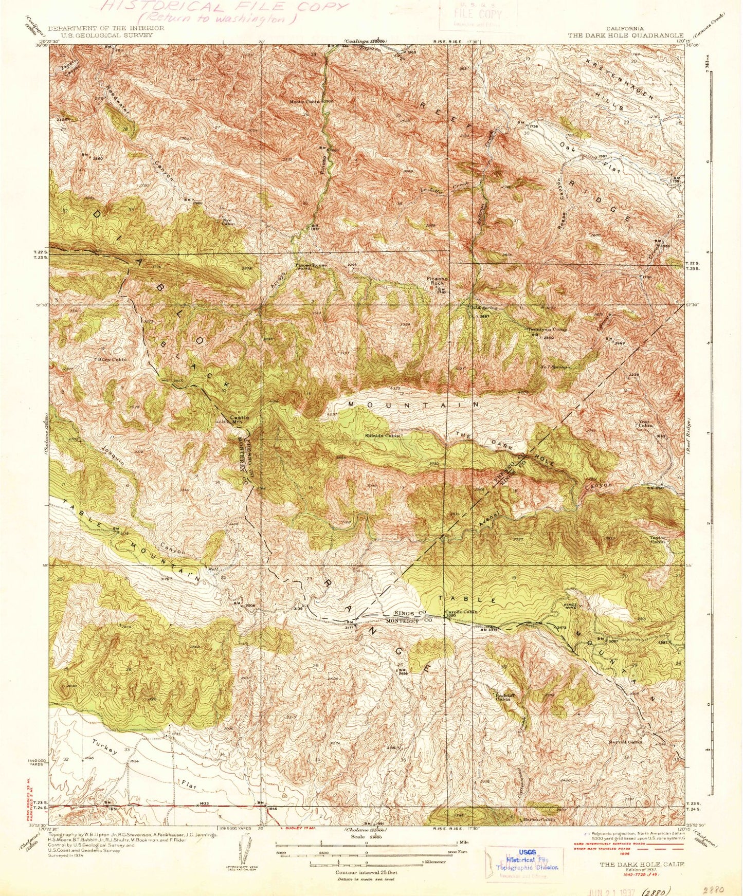 Classic USGS The Dark Hole California 7.5'x7.5' Topo Map Image