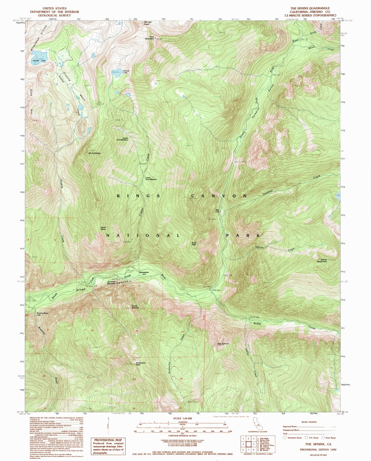 USGS Classic The Sphinx California 7.5'x7.5' Topo Map Image