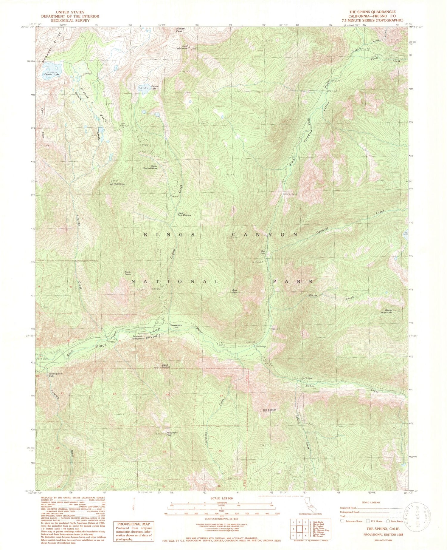USGS Classic The Sphinx California 7.5'x7.5' Topo Map Image