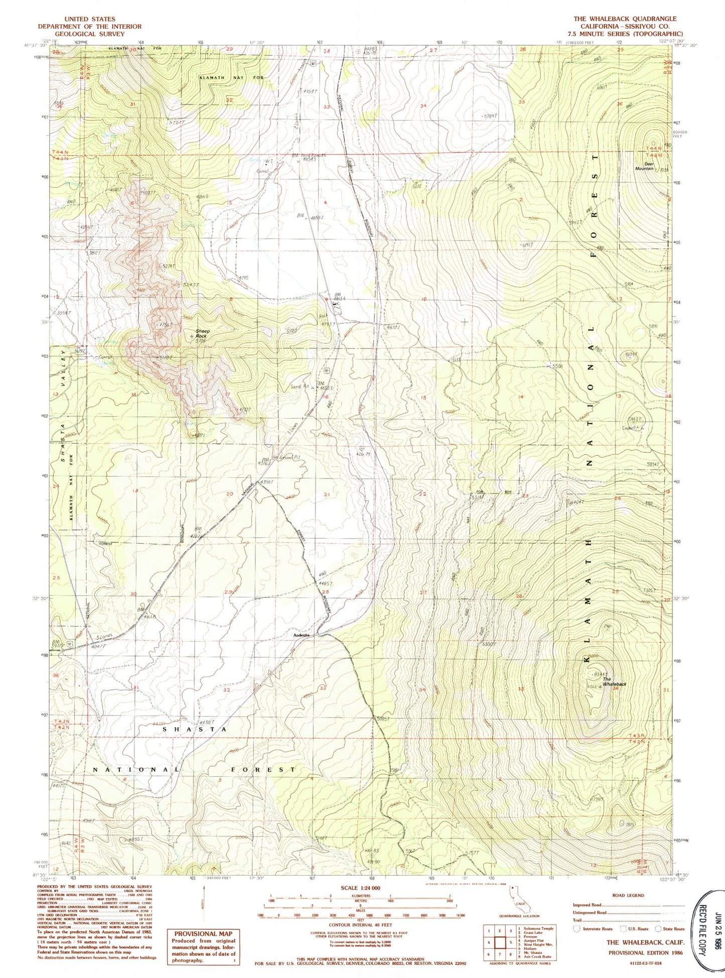 Classic USGS The Whaleback California 7.5'x7.5' Topo Map Image