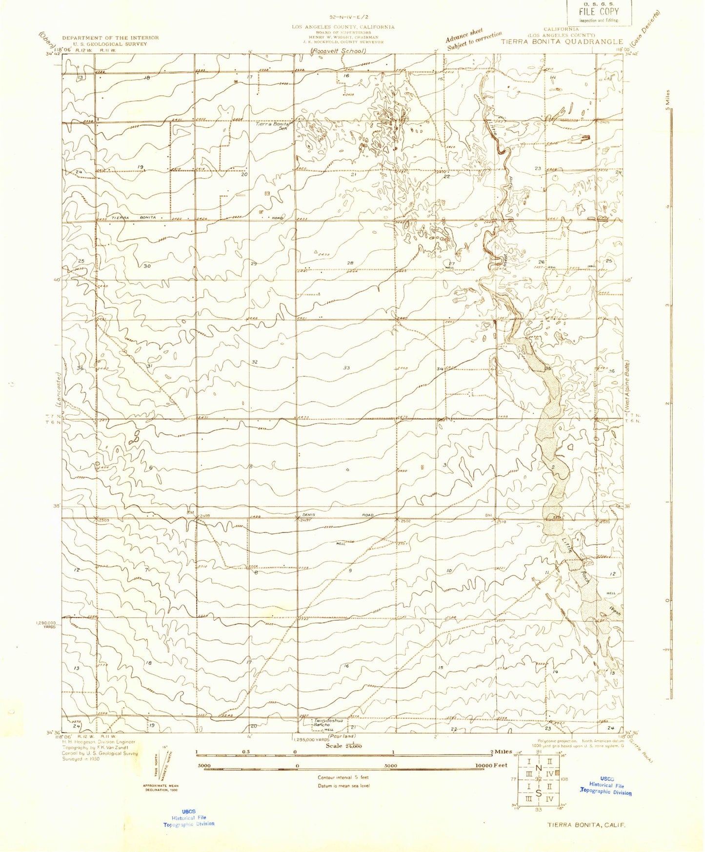 Classic USGS Tierra Bonita California 7.5'x7.5' Topo Map Image