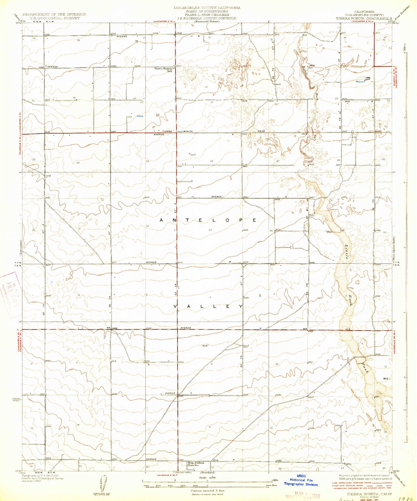 Classic USGS Tierra Bonita California 7.5'x7.5' Topo Map Image