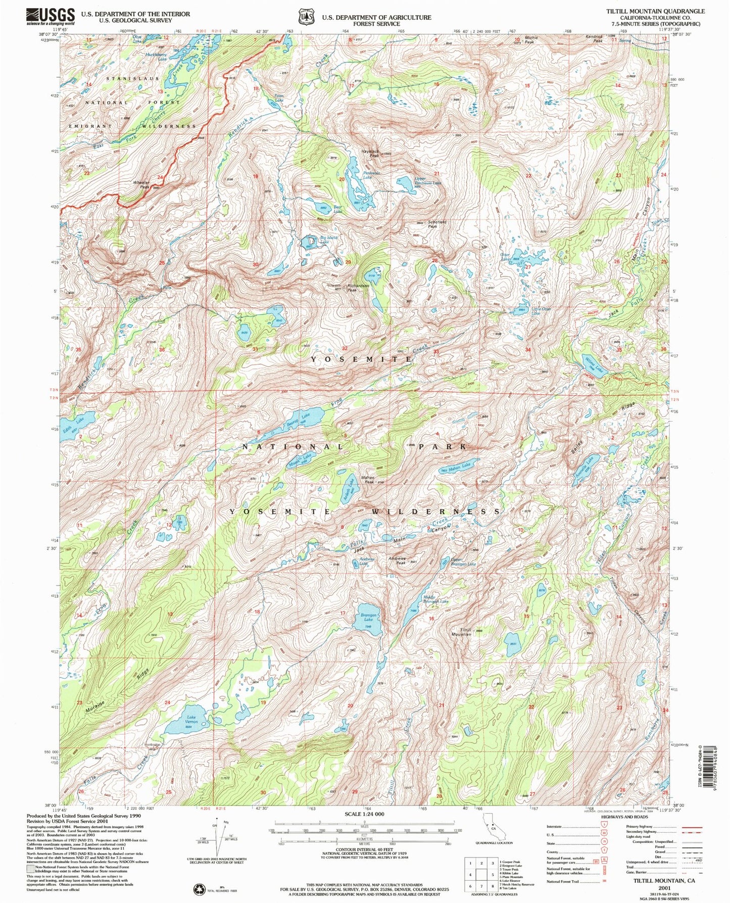 Classic USGS Tiltill Mountain California 7.5'x7.5' Topo Map Image