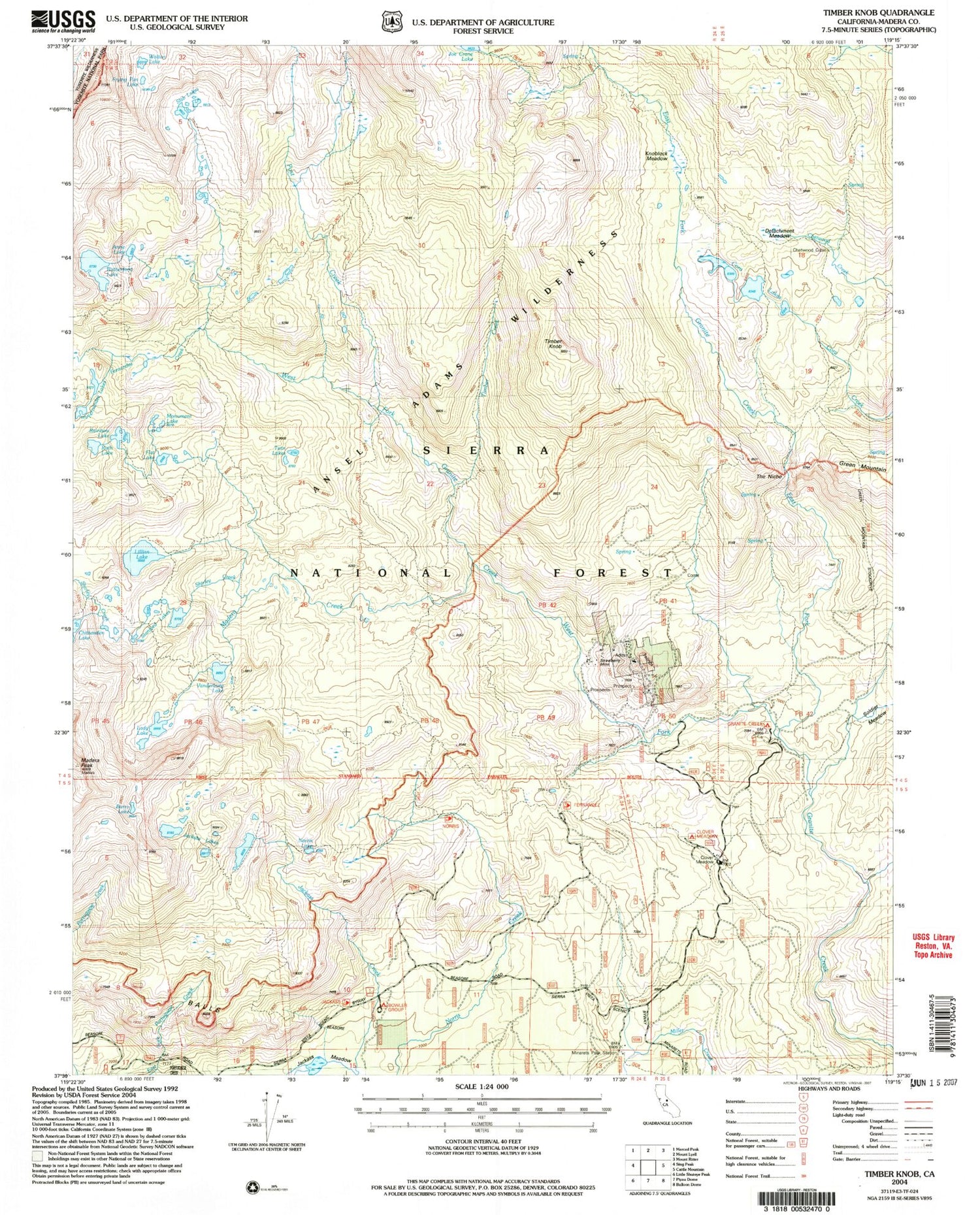 USGS Classic Timber Knob California 7.5'x7.5' Topo Map Image