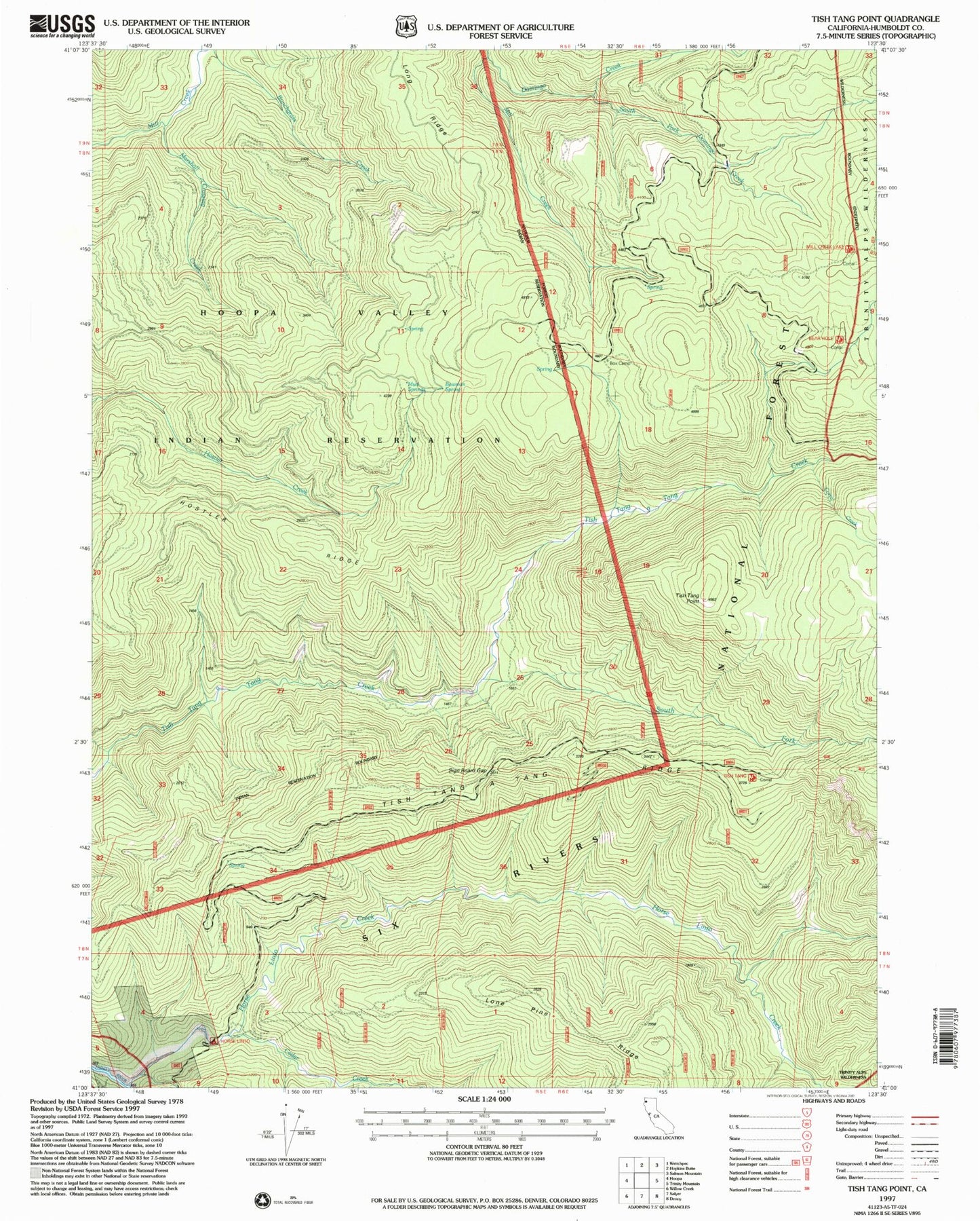 Classic USGS Tish Tang Point California 7.5'x7.5' Topo Map Image