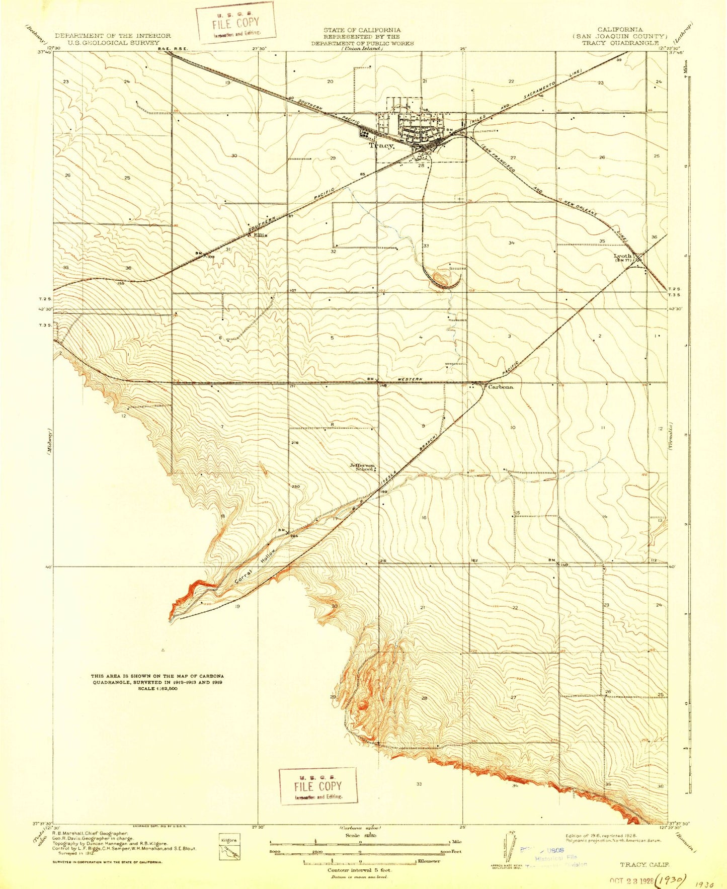 Classic USGS Tracy California 7.5'x7.5' Topo Map Image