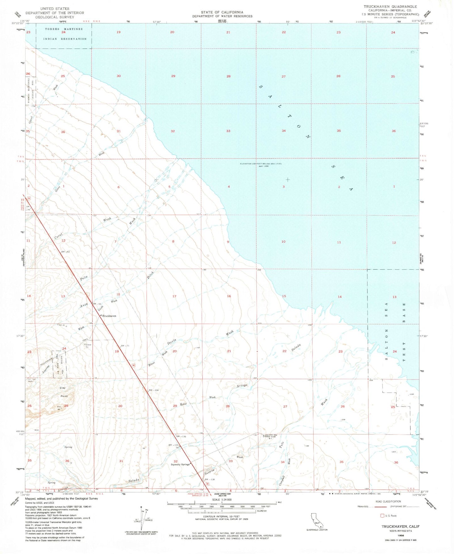 Classic USGS Truckhaven California 7.5'x7.5' Topo Map Image