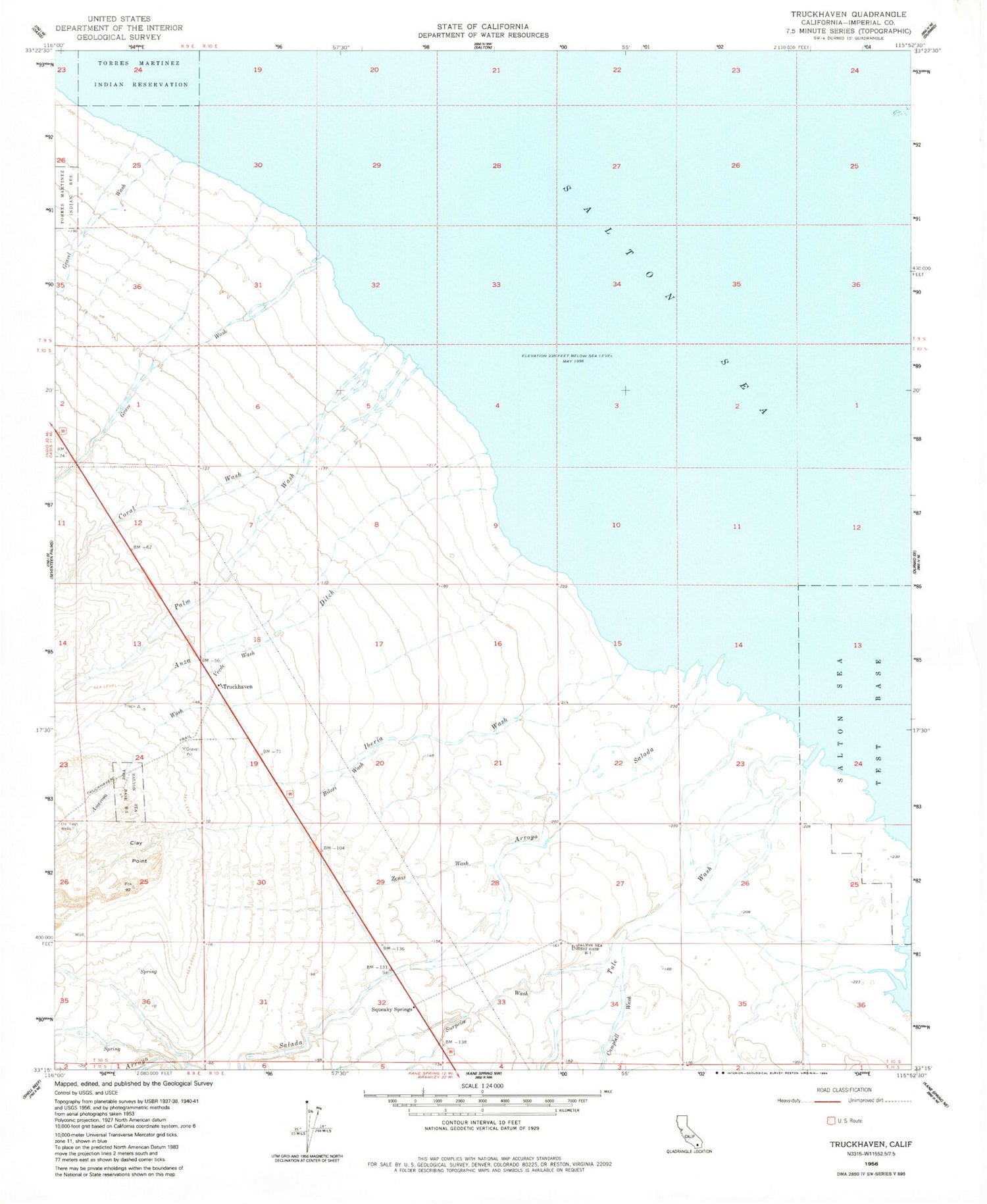 Classic USGS Truckhaven California 7.5'x7.5' Topo Map Image