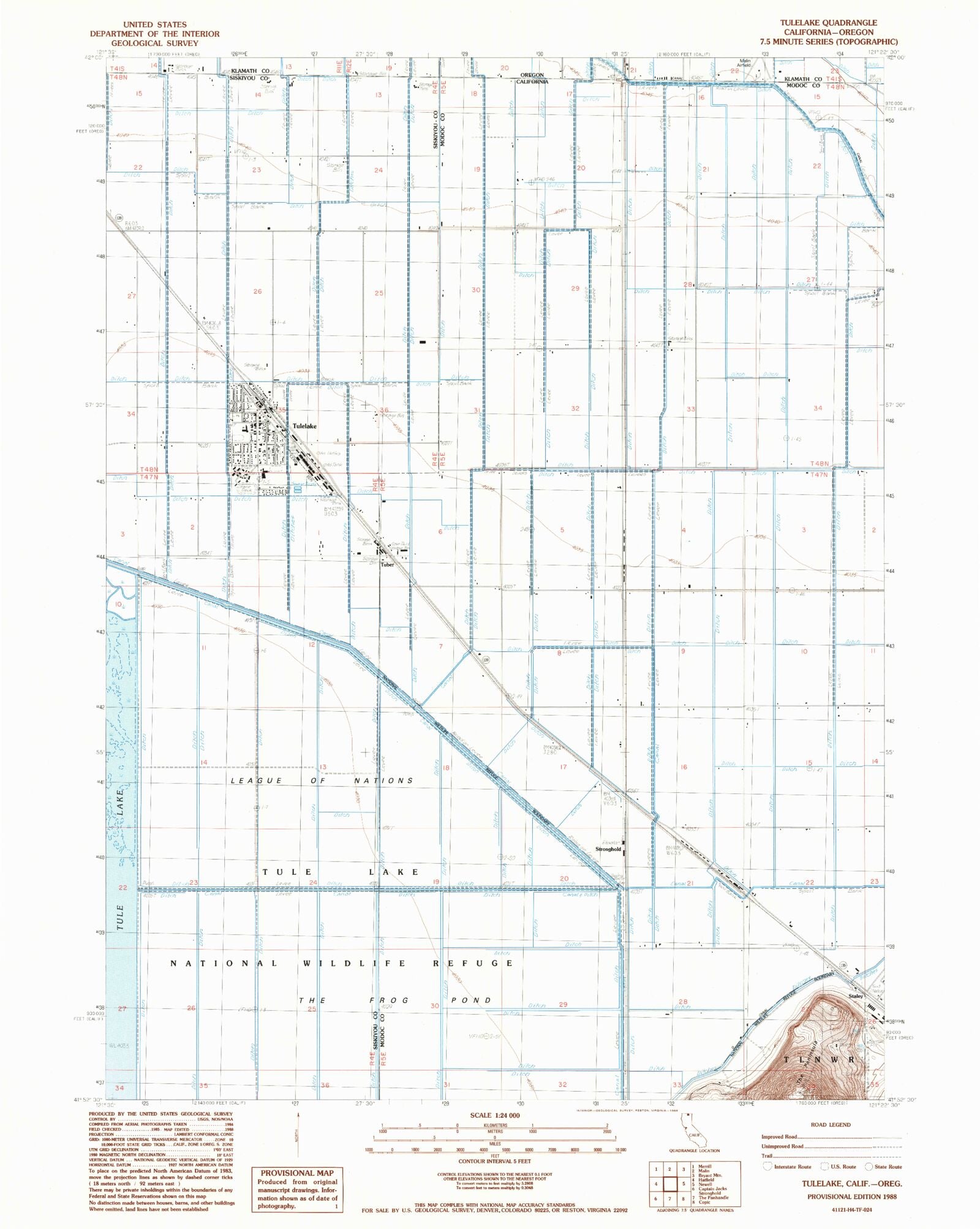 Classic USGS Tulelake California 7.5'x7.5' Topo Map MyTopo Map Store