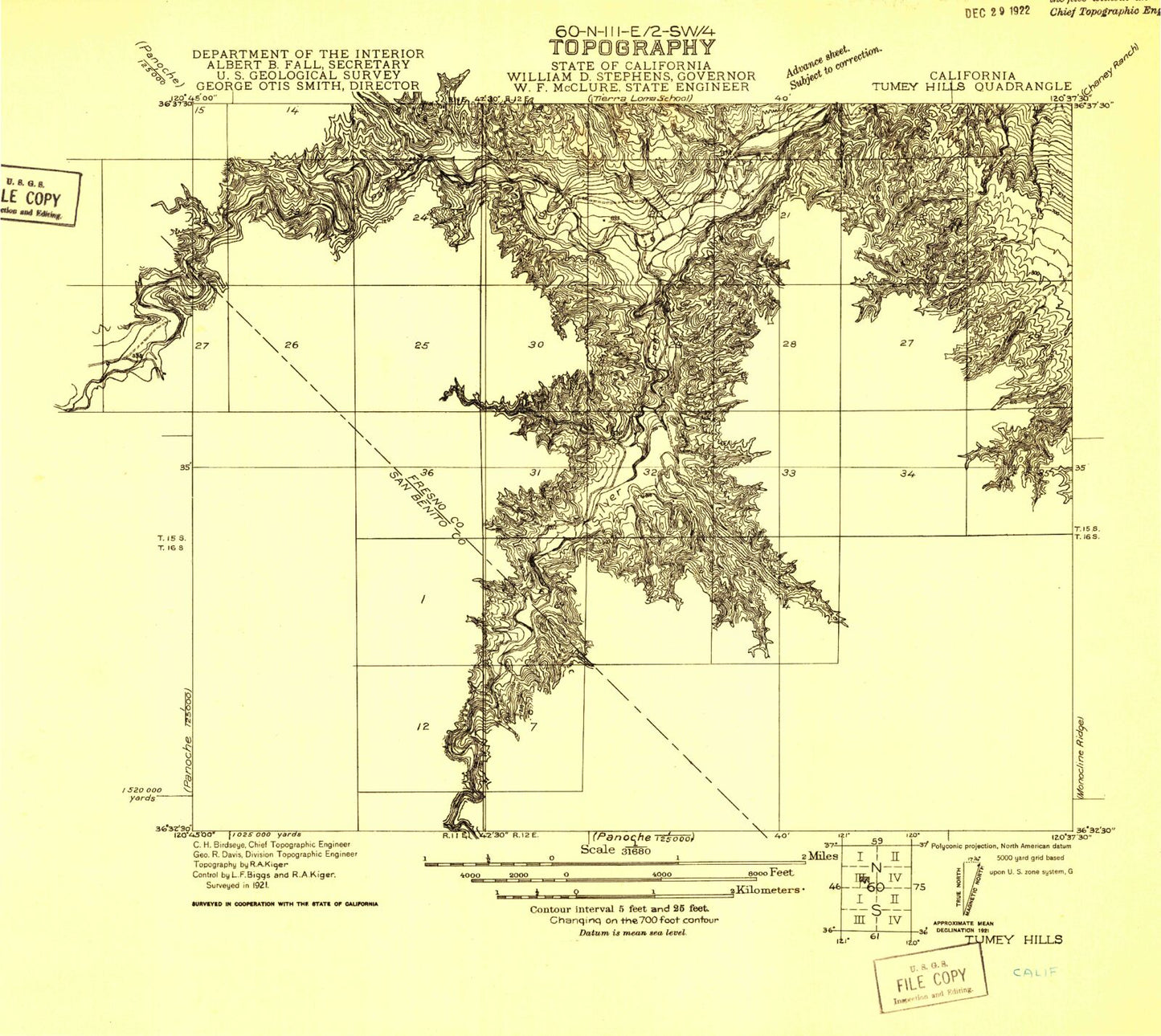 Classic USGS Tumey Hills California 7.5'x7.5' Topo Map Image