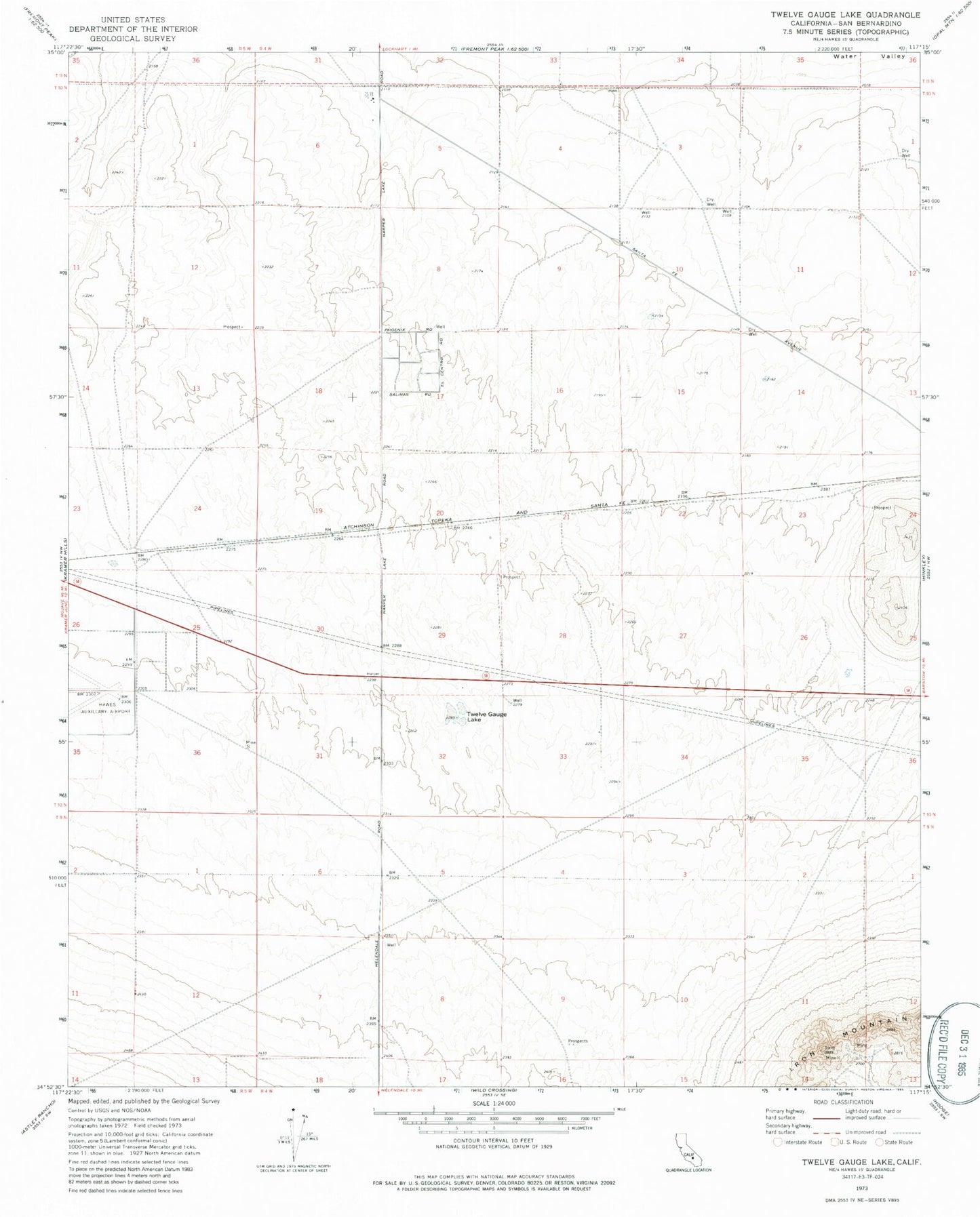 Classic USGS Twelve Gauge Lake California 7.5'x7.5' Topo Map Image