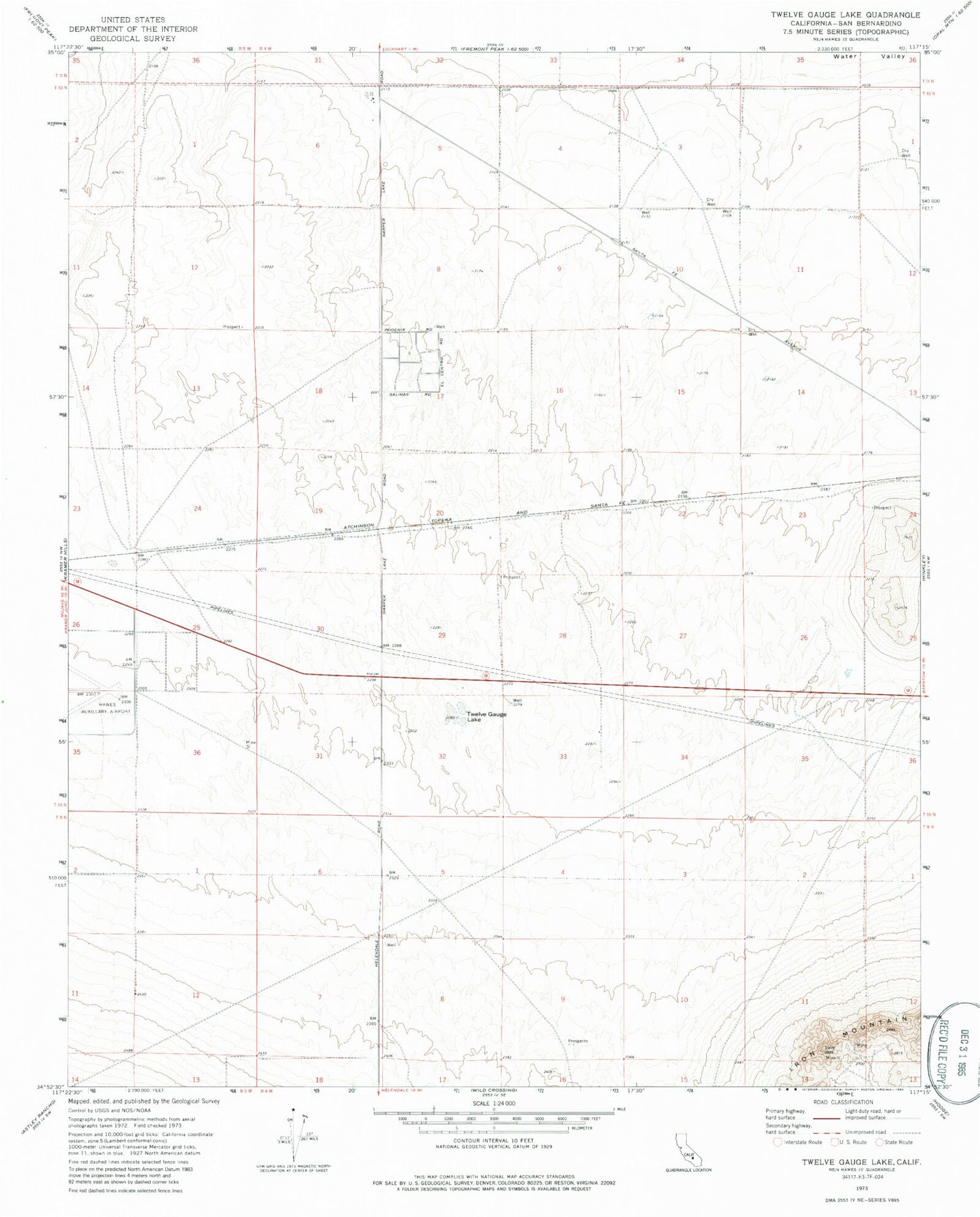 Classic USGS Twelve Gauge Lake California 7.5'x7.5' Topo Map Image