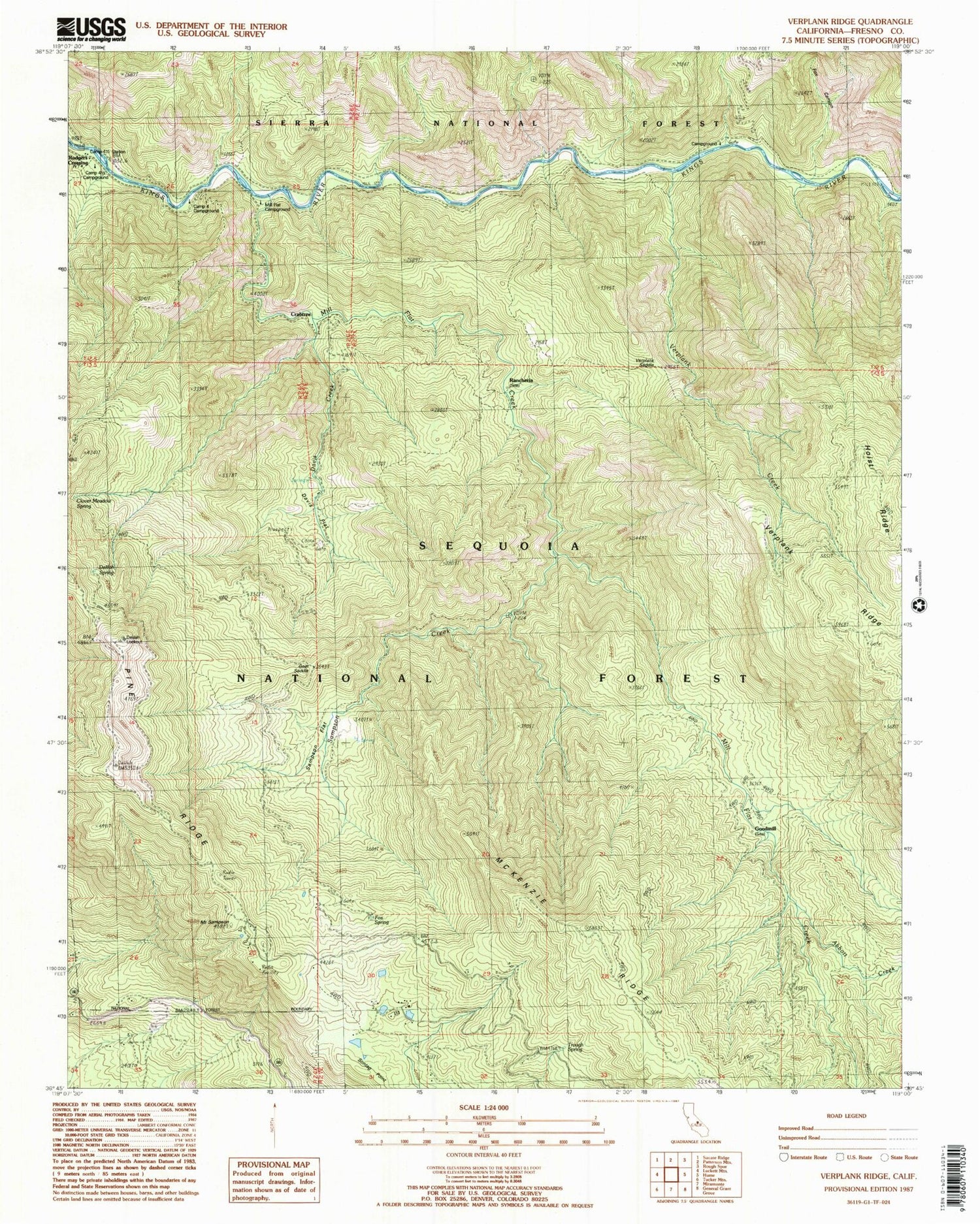 Classic USGS Verplank Ridge California 7.5'x7.5' Topo Map Image