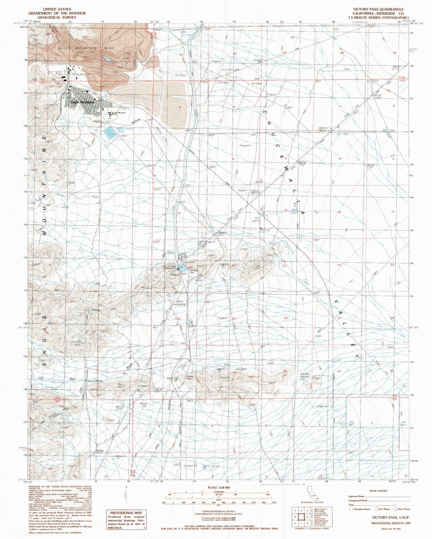 Classic USGS Victory Pass California 7.5'x7.5' Topo Map Image