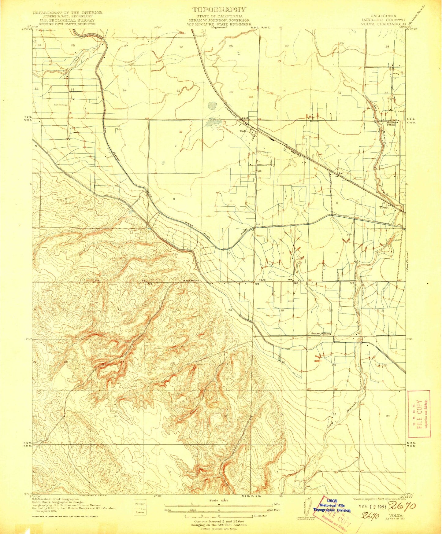 Classic USGS Volta California 7.5'x7.5' Topo Map Image