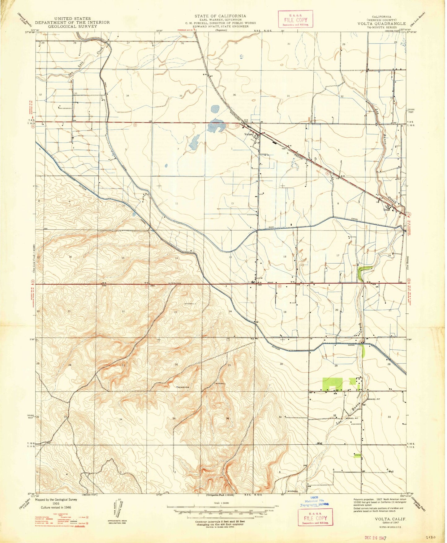 Classic USGS Volta California 7.5'x7.5' Topo Map Image