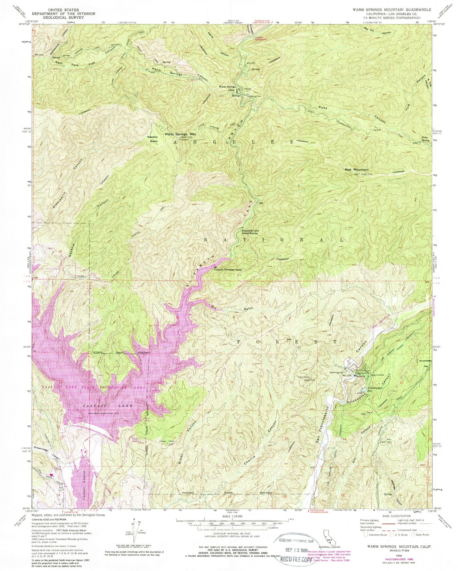Classic USGS Warm Springs Mountain California 7.5'x7.5' Topo Map Image