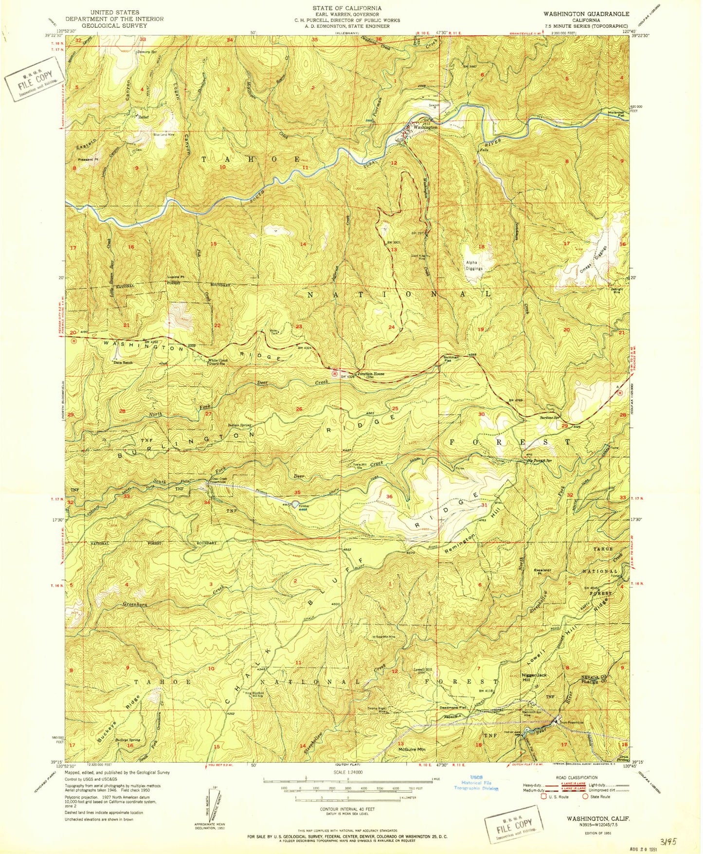 Classic USGS Washington California 7.5'x7.5' Topo Map Image