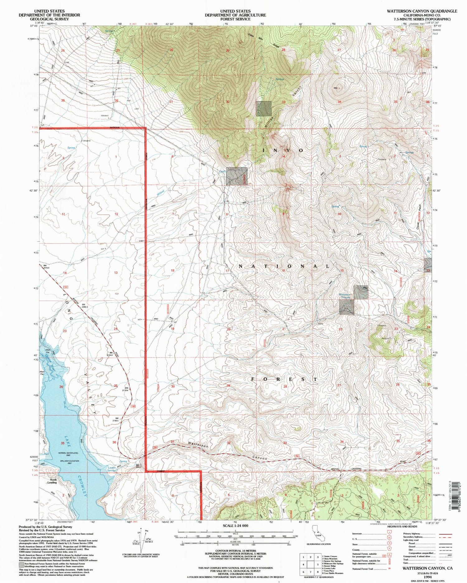 Classic USGS Watterson Canyon California 7.5'x7.5' Topo Map Image