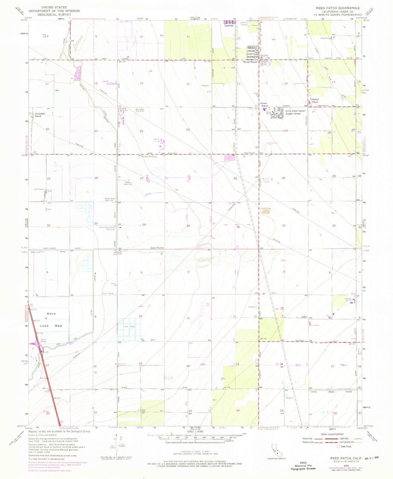Classic USGS Weed Patch California 7.5'x7.5' Topo Map Image