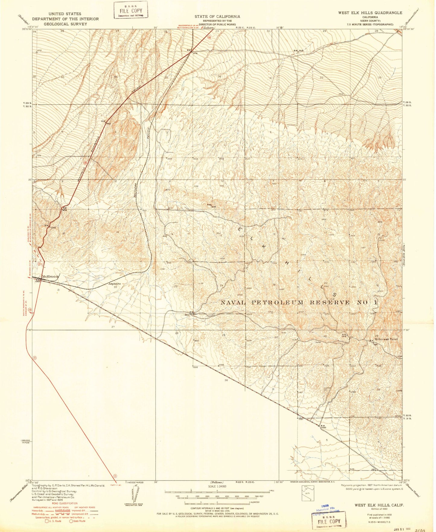 Classic USGS West Elk Hills California 7.5'x7.5' Topo Map Image