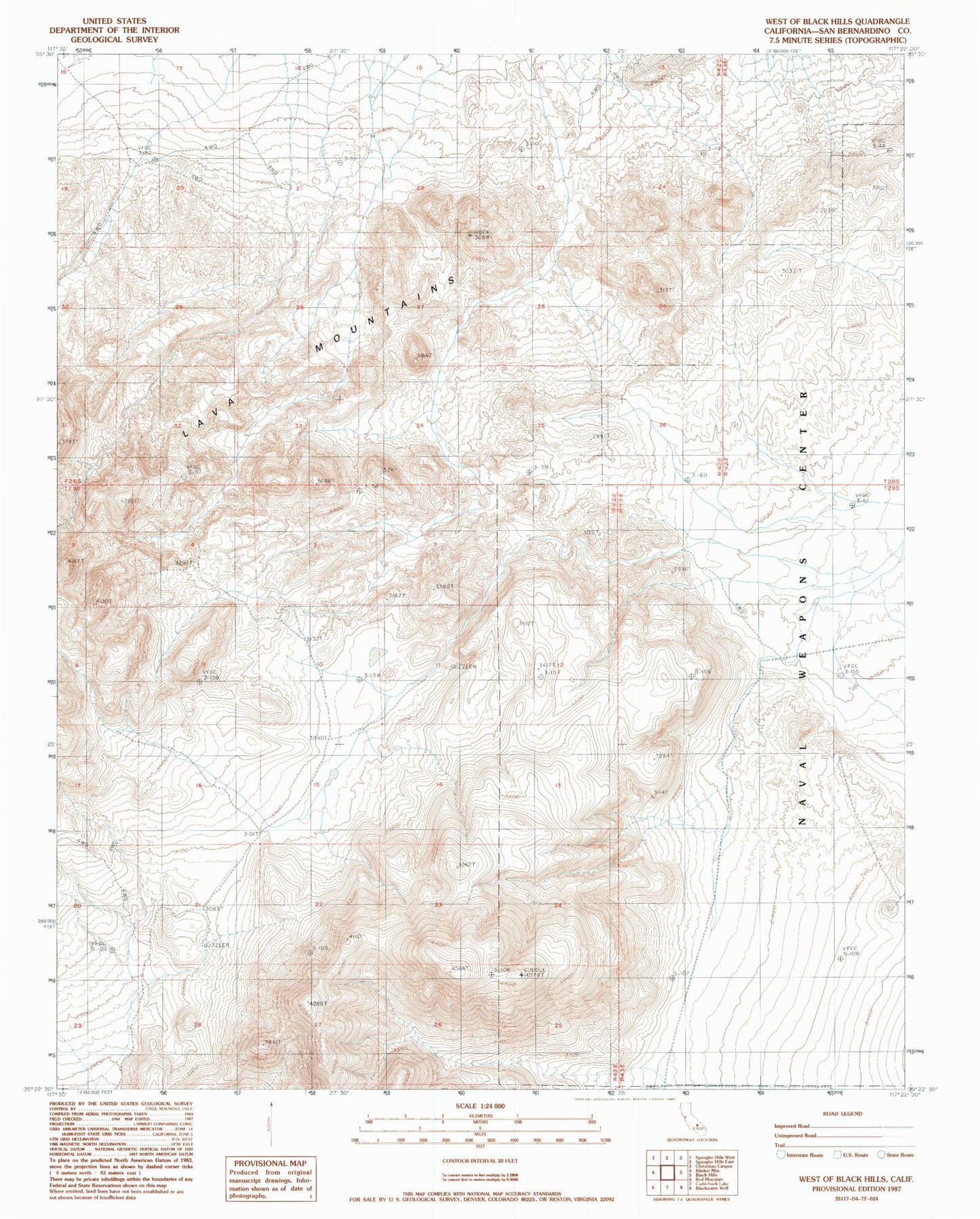 Classic USGS West of Black Hills California 7.5'x7.5' Topo Map Image