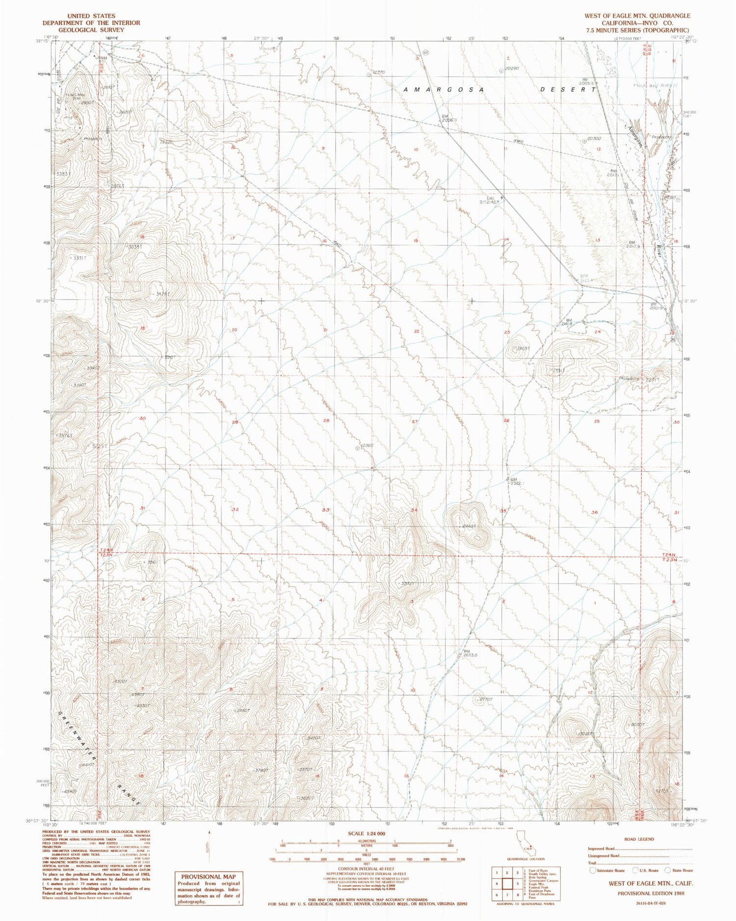 Classic USGS West of Eagle Mountain California 7.5'x7.5' Topo Map Image