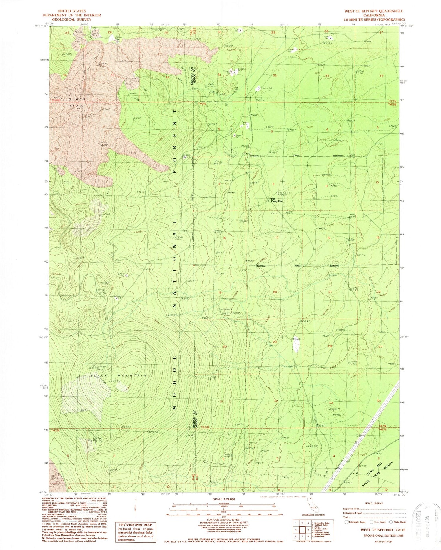 Classic USGS West of Kephart California 7.5'x7.5' Topo Map Image