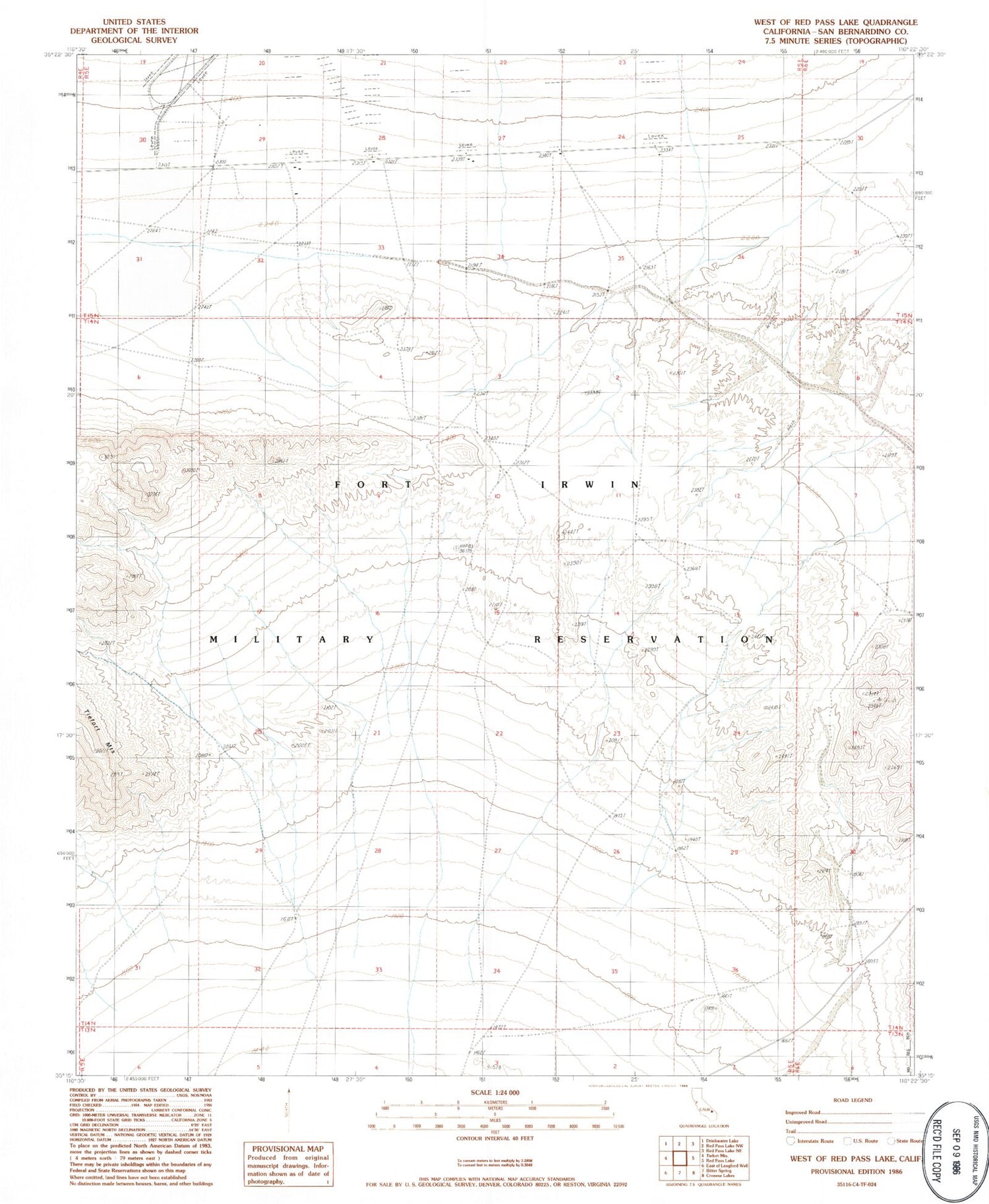 Classic USGS West of Red Pass Lake California 7.5'x7.5' Topo Map Image