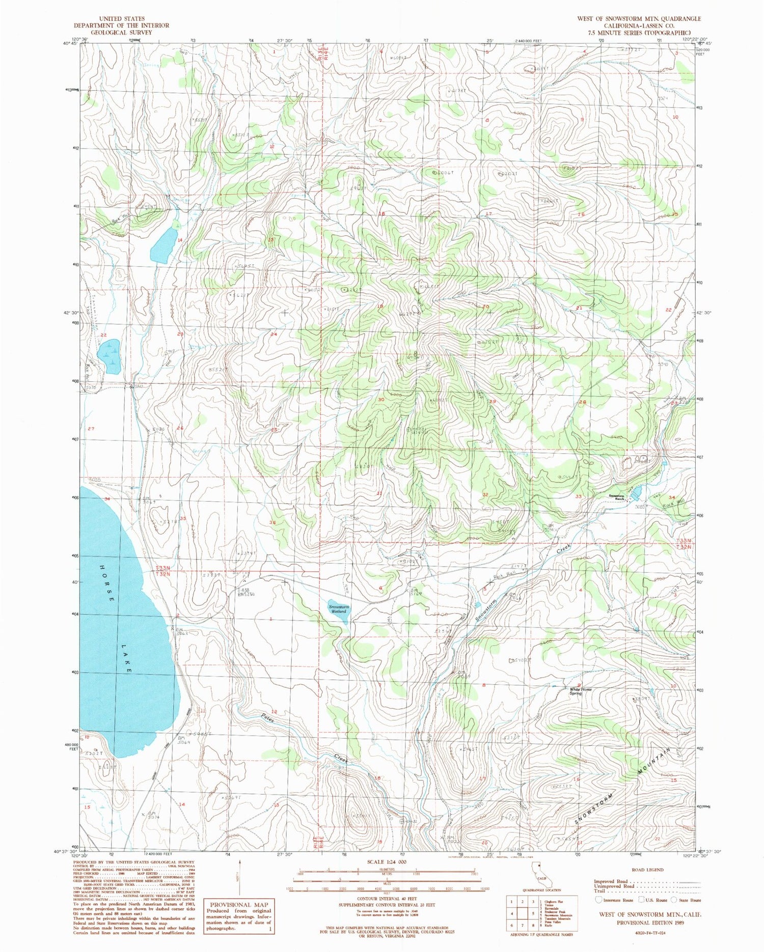 Classic USGS West of Snowstorm Mountain California 7.5'x7.5' Topo Map Image
