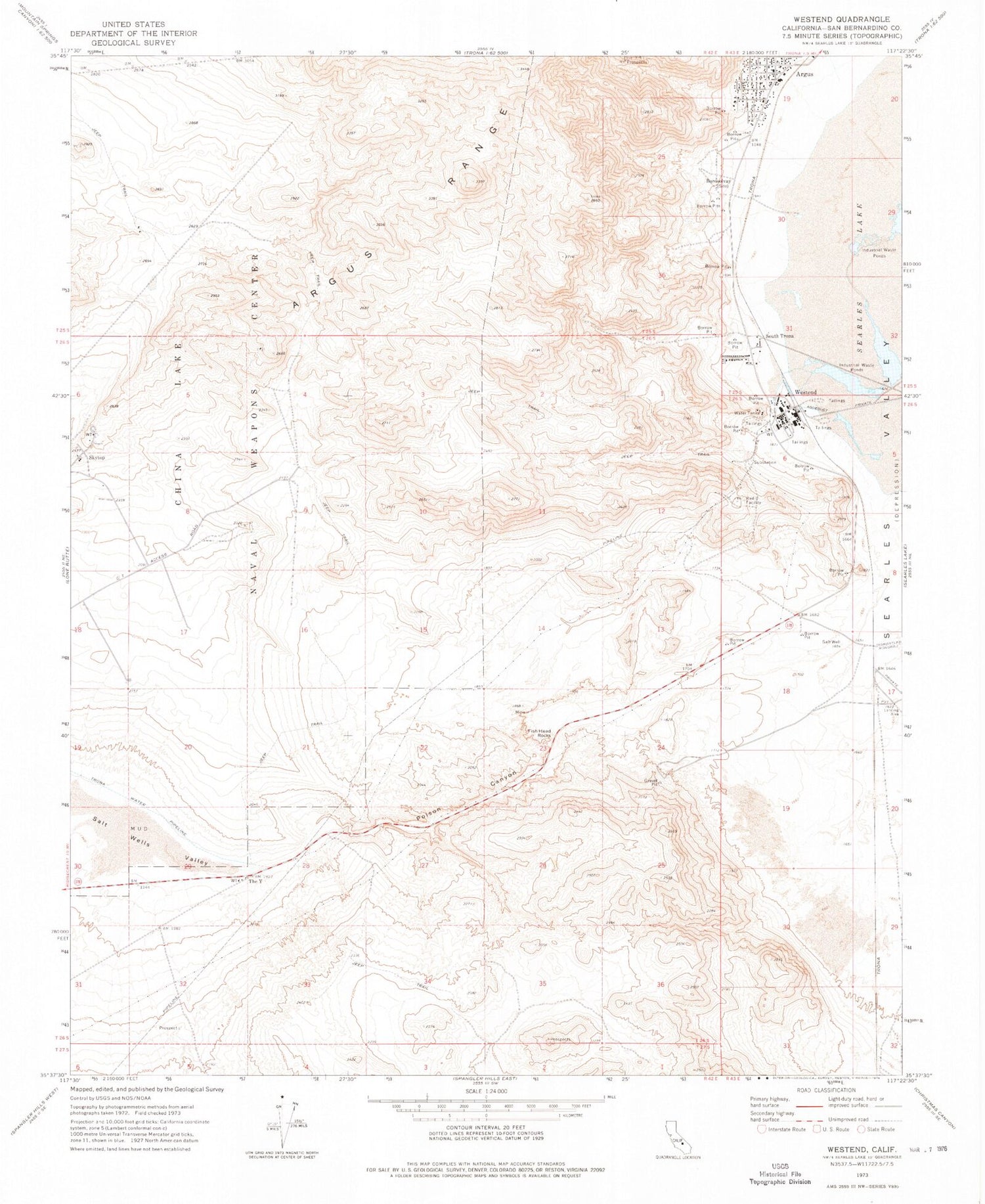 Classic USGS Westend California 7.5'x7.5' Topo Map Image