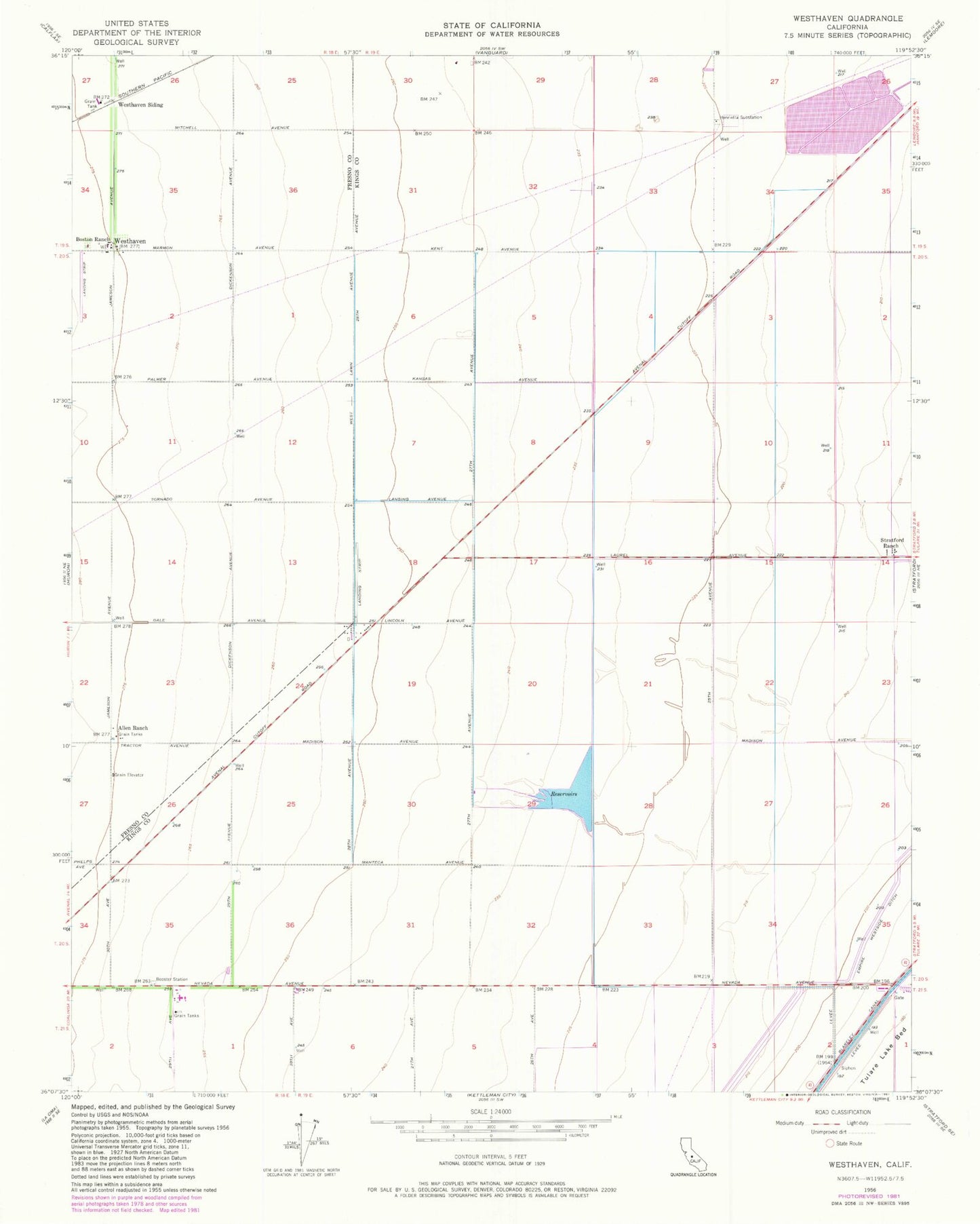 Classic USGS Westhaven California 7.5'x7.5' Topo Map Image
