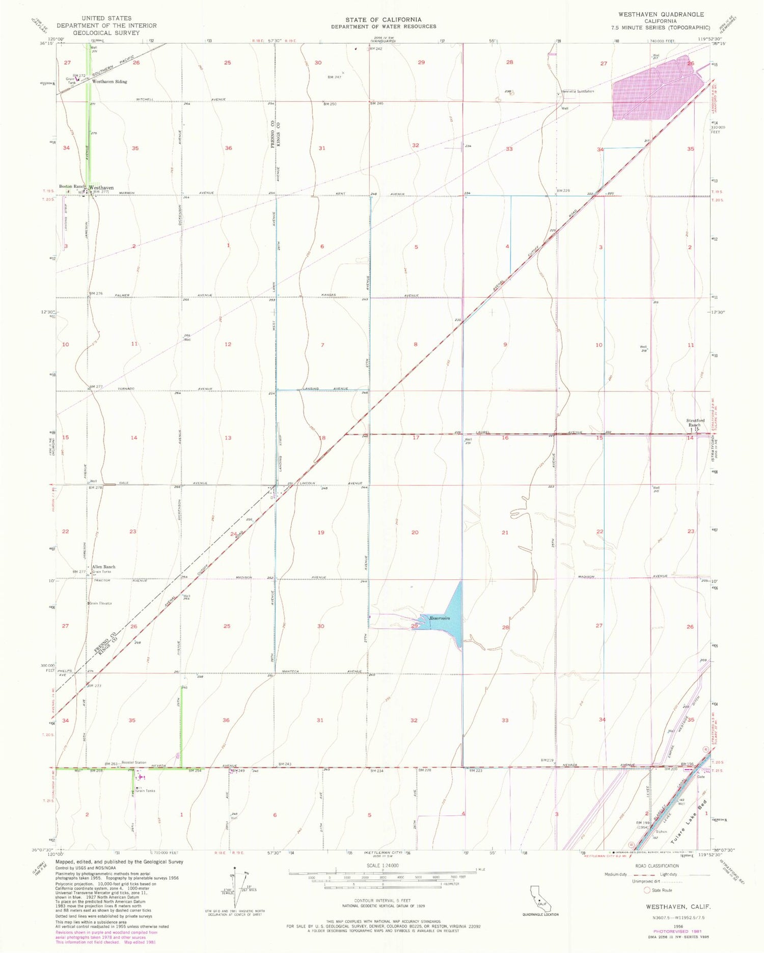 Classic USGS Westhaven California 7.5'x7.5' Topo Map Image