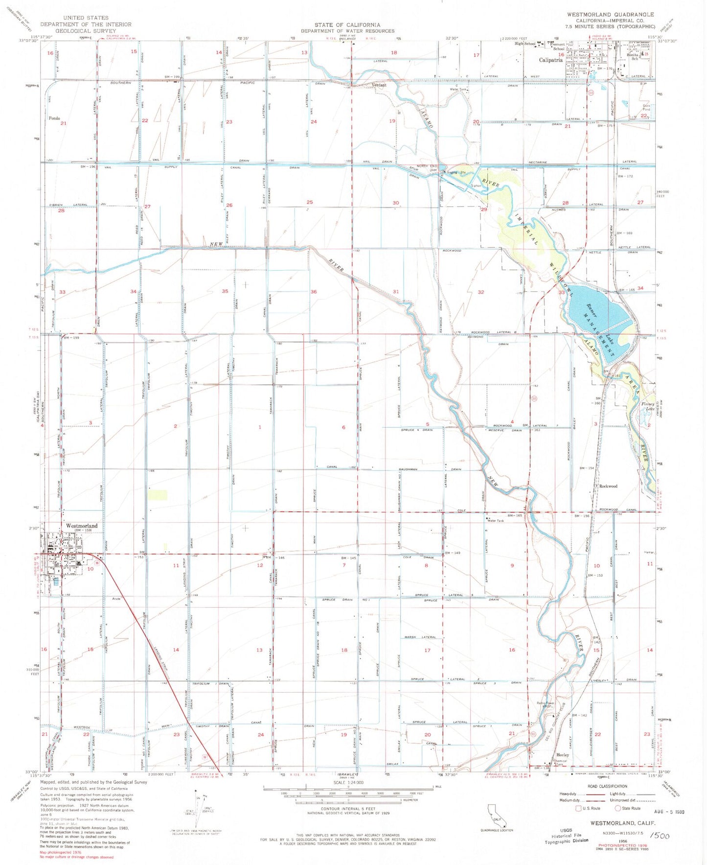 Classic USGS Westmorland East California 7.5'x7.5' Topo Map Image
