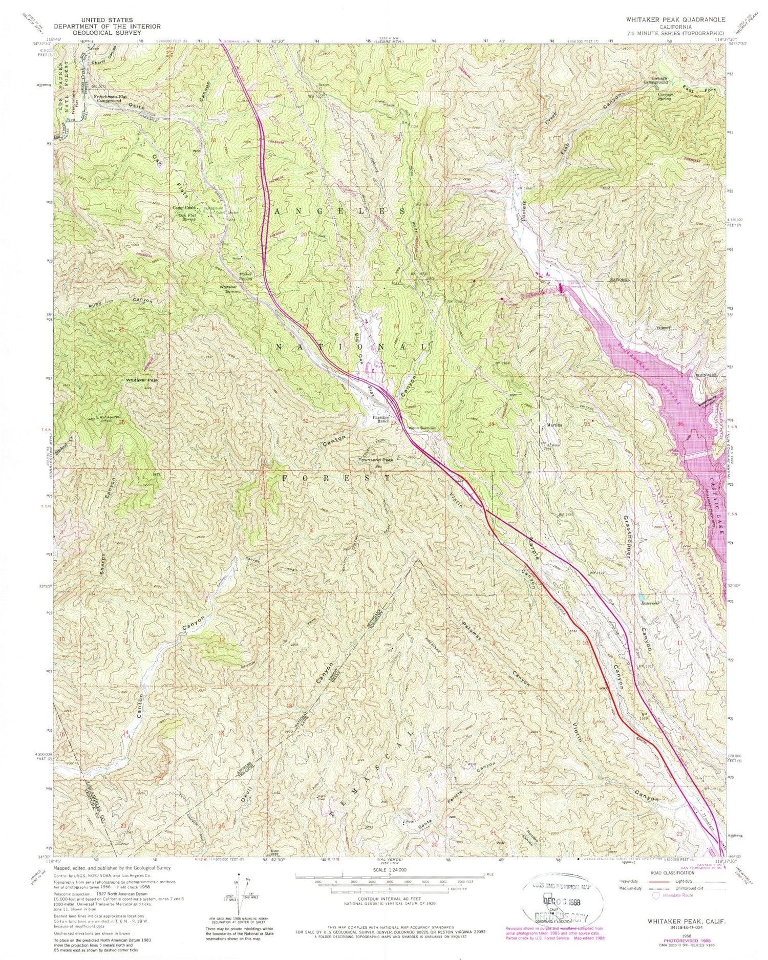 Classic USGS Whitaker Peak California 7.5'x7.5' Topo Map Image