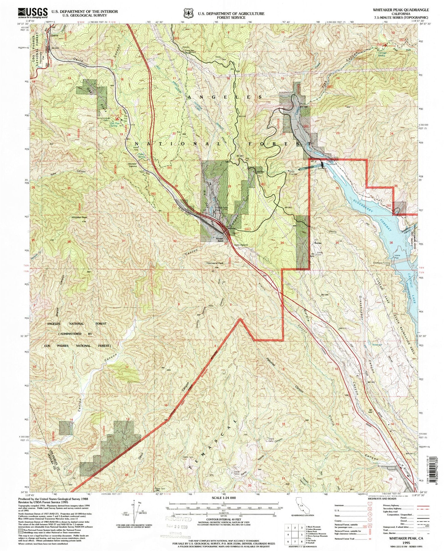 Classic USGS Whitaker Peak California 7.5'x7.5' Topo Map Image