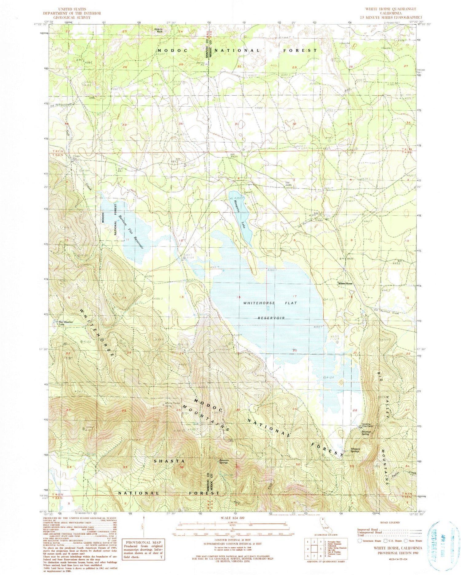 Classic USGS White Horse California 7.5'x7.5' Topo Map Image