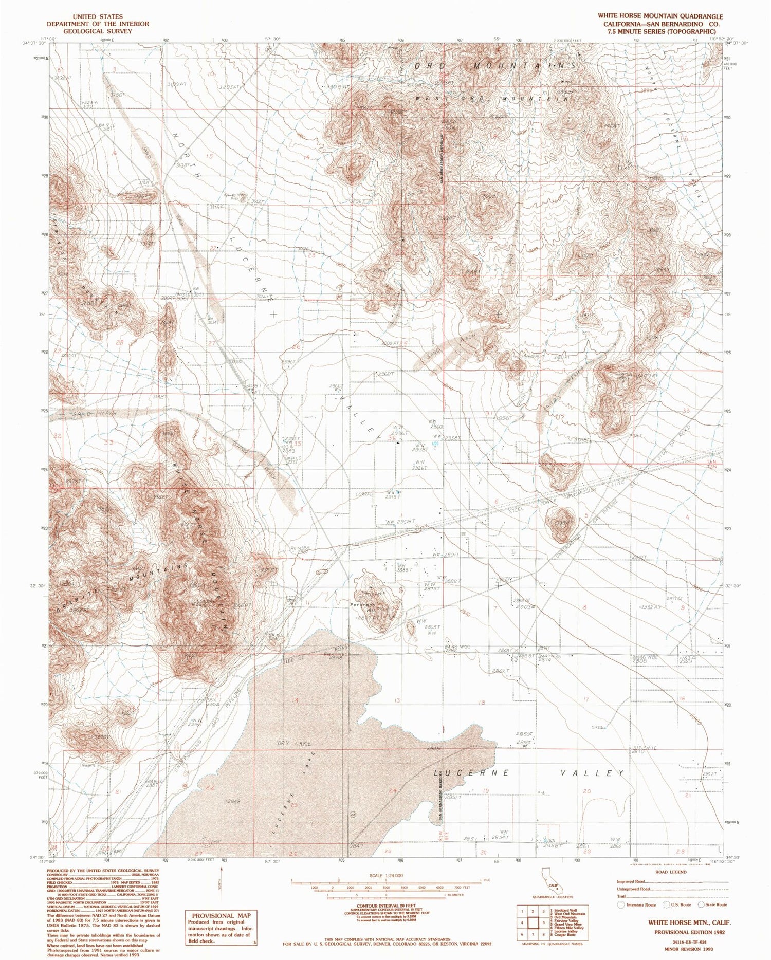 Classic USGS White Horse Mountain California 7.5'x7.5' Topo Map Image