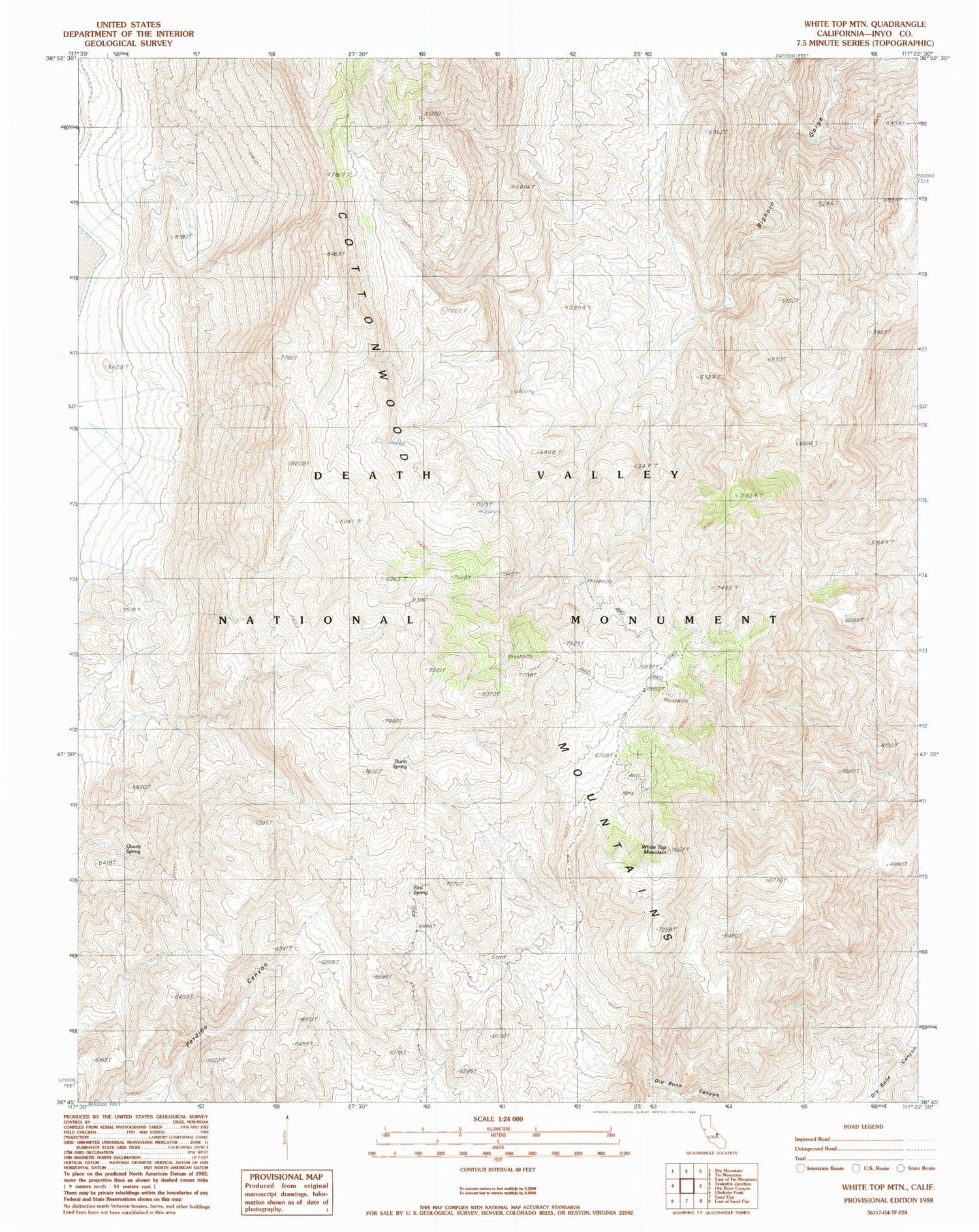 Classic USGS White Top Mountain California 7.5'x7.5' Topo Map Image