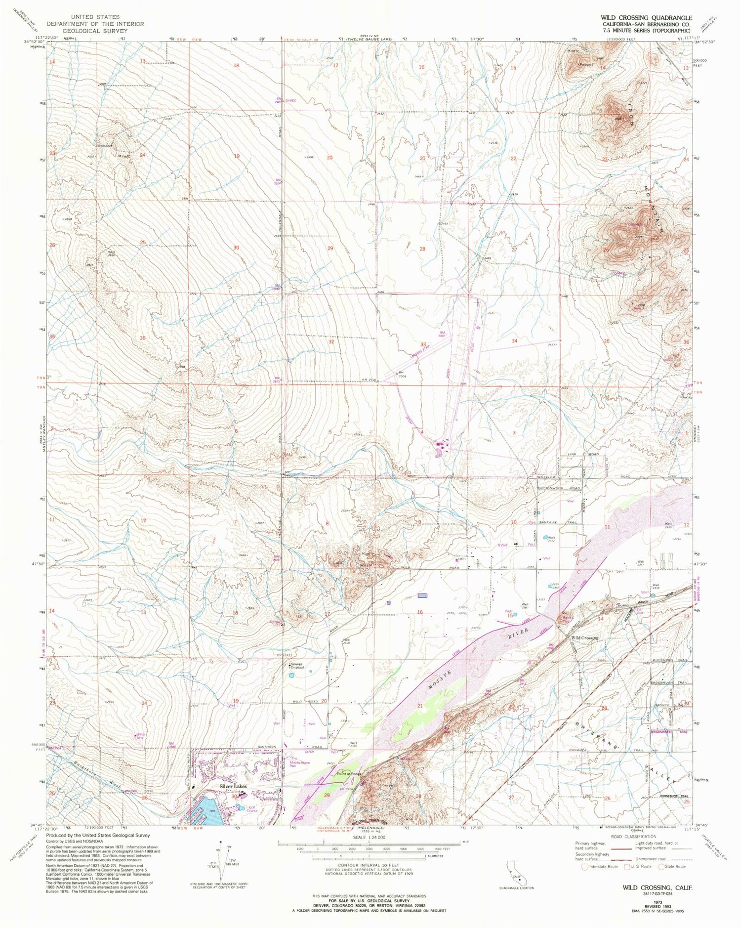 Classic USGS Wild Crossing California 7.5'x7.5' Topo Map Image