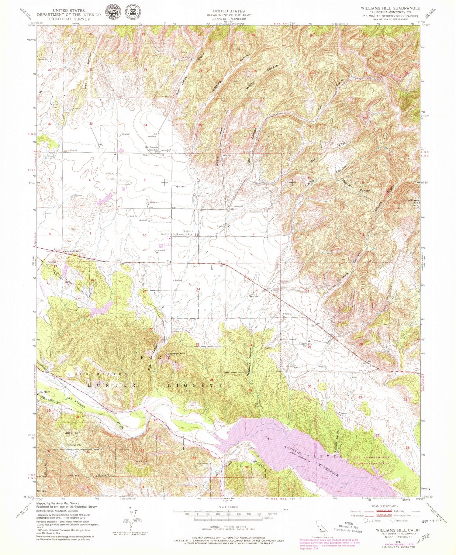 Classic USGS Williams Hill California 7.5'x7.5' Topo Map Image