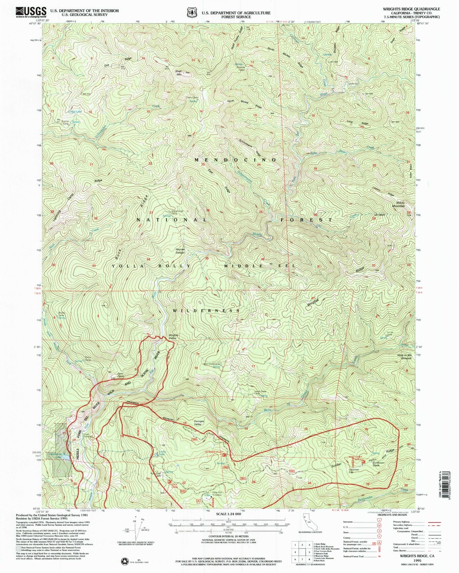 Classic USGS Wrights Ridge California 7.5'x7.5' Topo Map Image