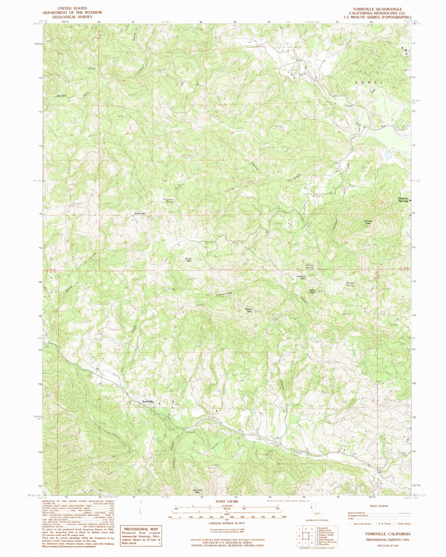 Classic USGS Yorkville California 7.5'x7.5' Topo Map Image