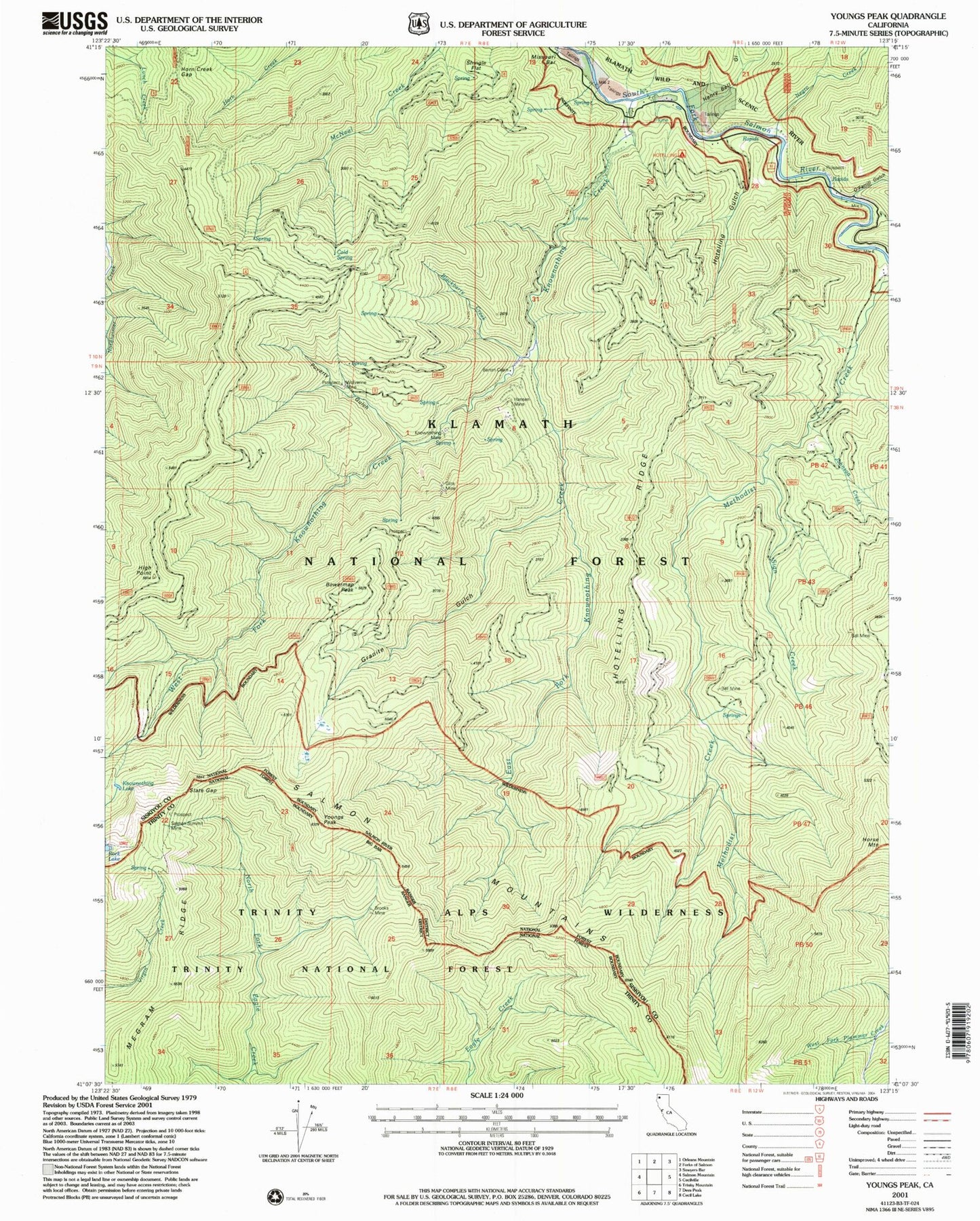 Classic USGS Youngs Peak California 7.5'x7.5' Topo Map Image