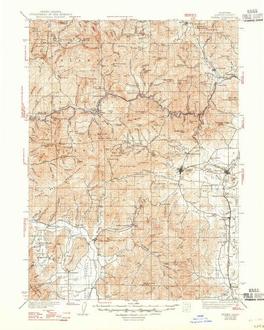 Historic 1939 Yreka California 30'x30' Topo Map Image